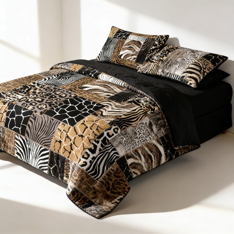 CCoutueChen Leopard Print Comforter Set King Size African Animal Fur