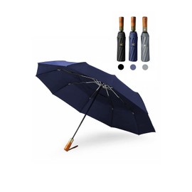 GINZA STYLE Folding Umbrella, Sun Umbrella, UV Protection, 100% Light Blocking, Foldable, For Rain or Shine, Large Size, navy