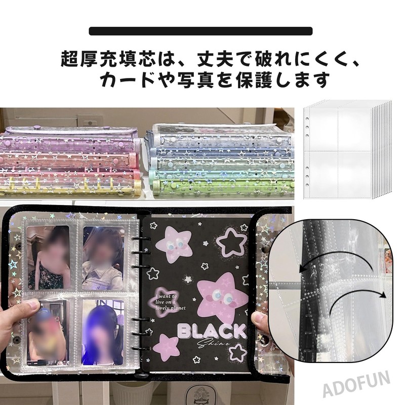 ADOFUN Sealing Notebook, Transparent, Girls, Removable, A5 Size, 6 Holes,