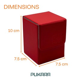 PUKARA Vertical Card Deck Box for TCG, MTG, PTCG. Card Storage with Magnetic Closure, Premium PU Leather, Includes 2 Dividers (Red and Grey)