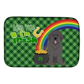 Caroline's Treasures WDK4864DDM Grey Newfoundland St. Patrick's Day Dish Drying Mat Absorbent Dish Drying Mat Pad for Kitchen Counter Dish Drainer Mat for Countertop, 14 x 21", Multicolor