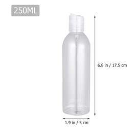 Minkissy 6pcs 250ml Portable Travel Bottles Plastic Refillable Bottles Plastic Squeeze Bottle with Disc Cap for Shampoo Lotion (Transparent Bottle)
