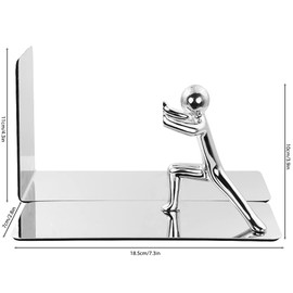 1 Pair Stainless Steel Kung Fu Man Bookend,Metal Humanoid Book Organizer Nonskid Thickening Iron Book End Organizer for Shelves Library School Office Home Decor