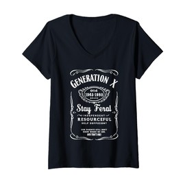Womens generation x stay feral V-Neck T-Shirt