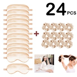 24Pcs Satin Eye Mask Silk Sleep Masks Silky Eyes Cover Blackout Blindfold Eyeshade Scrunchies Hair Ties Travel Wedding Gift