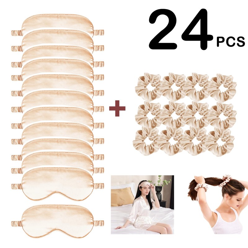 24Pcs Satin Eye Mask Silk Sleep Masks Silky Eyes Cover