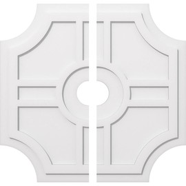 Ekena Millwork CMP36HS2-05000 Haus Architectural Grade PVC Contemporary, Two Piece Urethane Ceiling Medallions 36"OD x 5"ID x 12"C x 1"P