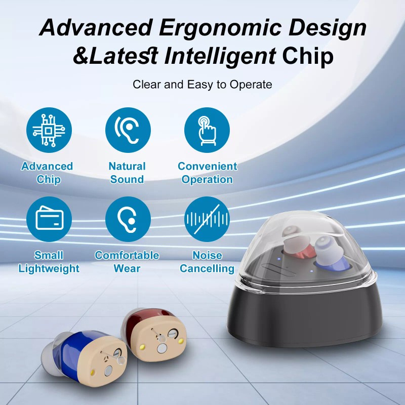 K&FCOPTEE OTC Mini Hearing Aids for Seniors Rechargeable Case Hearing