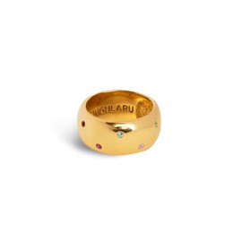 SINGULARU - Curve Rainbow Ring - 18K Gold Plated Brass Ring - Women's Jewellery - Various Sizes & Styles - Size 12 to 16, Precious Metal Gold Precious metal, No Gemstone