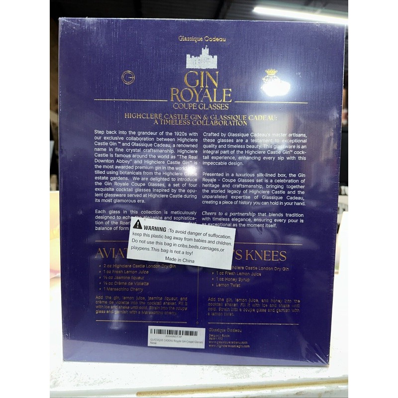 Glassique Cadeau Gin Royale Coupe Glasses 4 Gin glasses set