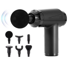 Massage Gun, Deep Tissue Massager Gun Handheld Massager Sport Massage Gun 5 Speeds with 6 Massage Heads Powerful Percussion Muscle Massage Gun for Athletes Back Pain Relife