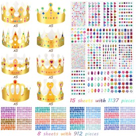 Paper Princess Prince Crowns for Kids Birthday Party Hats Gold for Boys Girls DIY Crown Supplies (Delicate Style,63 Pieces)