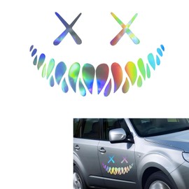 Gseigvee 1 PC Devil Smiley Face Car Sticker, Reflective Waterproof Decal, Rear Windshield Decoration, Universal for Most Cars (Multicolored)