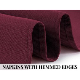 Elegant Event Essentials – Square Polyester Tablecloth Napkins with Hemmed Edges for Wedding, Reception Events, Dinning, Banquets & Christmas Parties - 19'' x 19'' (48cm x 48cm) (Burgundy, Set of 10)