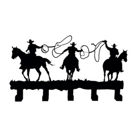 DOOVETER Metal Cowboys Coat Hooks Wall Art Decoration, Clothes Hangers and Key Holders, Metal Clothes Racks, Backpack Hooks Cowboys Themed Hooks Decoration for Storage, Living Room, Office, Hallway