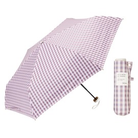 Waterfront Umbulatio S351 Folding Umbulatio Series "Neo Mini UV Block Fold" Gingham Check, Dusty Pink, 20.1 inches (51 cm), Easy to Carry On Sunny Days, Mini Size, Wind Resistant, 51 m/s + Water