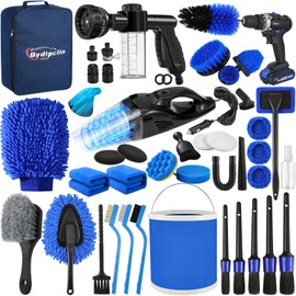 Qydipclin 45Pcs Car Detailing Kit, Car Detailing Brush Set, Car Wash Cleaning Kit, Car Detailing Brushes, Professional Car Care Kit for Interior Exterior Wheels, Blue