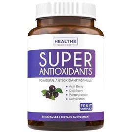 Suplemento súper antioxidante, potente mezcla diaria de antioxidantes súper alimentos, bayas de acai, goji, granada y resveratrol trans, fórmula de hi