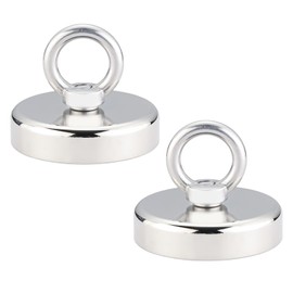 Pack of 2 Magnets Very Strong, Magnets Extra Strong 32 mm, Fishing Magnet Strong with Hole 32 kg, Large Very Strong Magnet, High Performance Magnet Ideal for Fishing, Camping, Home, Workshop Kiuiom