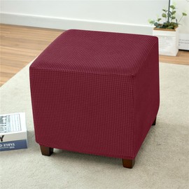 SZJIAHTM Stretch Jacquard Square Ottoman Covers Slipcover Storage Ottoman Elastic Bottom Stool Cover Protector for Footrest Foot Stool Furniture