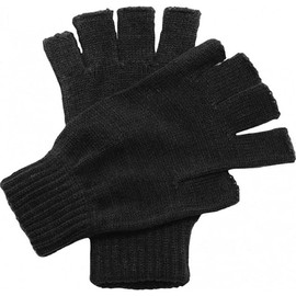 OgLuxe Thermal Fingerless Gloves Heat Holding Unisex | Extra Warm Winter Lined Fleece Insulated Knitted Fingerless Gloves | Super Soft Gloves Ideal for Cold Days Cosy & Comfortable Black