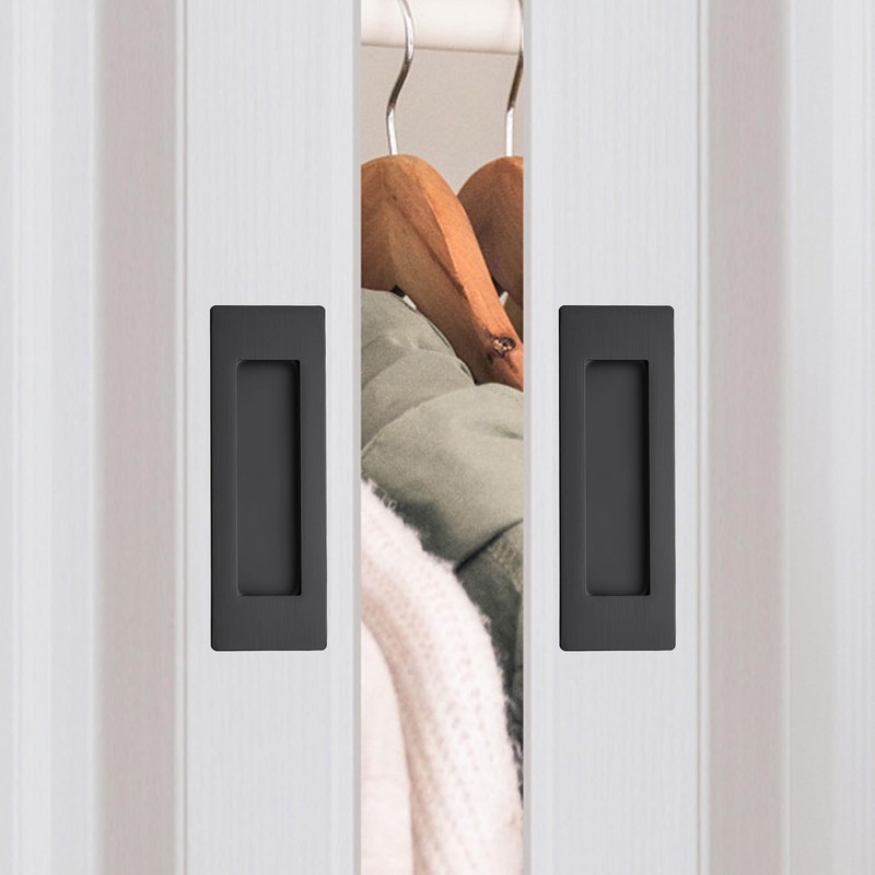 JOY DECOR 2 Pack Pocket Door Handles, 4.72" Rectangular Recessed