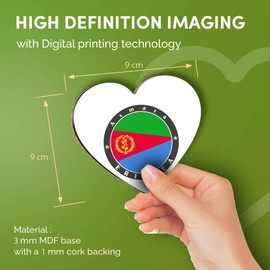 Destination Vinyl ltd Great Coasters (Set of 4) Heart - Eritrea Asmara Flag Travel Stamp Drink Glossy Coasters/Tabletop Protection for Any Table Type #5190