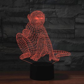 SUPERRUIDALONG 3D Cartoon Monkey Remote Control 16 Color Night Lights Illusion Acrylic LED Table Bedside Lamp Children Bedroom Desk Decor Birthday Gifts Toy for Kids