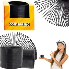 The Dreidel Company Black Metal Coil Spring, Goody Bag Fillers, Party Favor for Kids, Variety of 2.4" (60mm) Individually Boxed (Single)