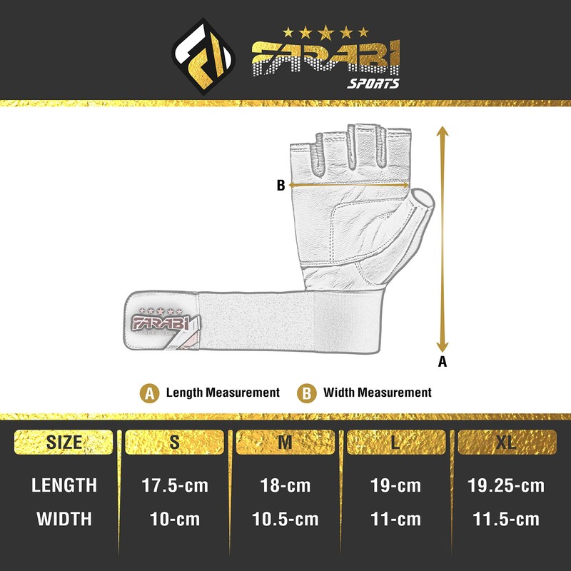 Farabi Weight Lifting Gym training Gloves Real Leather with 4