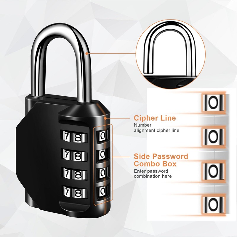 Skaaisont AMMS0729 Padlock Combination Lock, Black