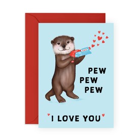 CENTRAL 23 Anniversary Card for Couple - Cute Otter Card - Valentines Day Card for Girlfriend Wife Husband - I Love You Gifts For Him or Her - Happy Anniversary Cards For Boyfriend