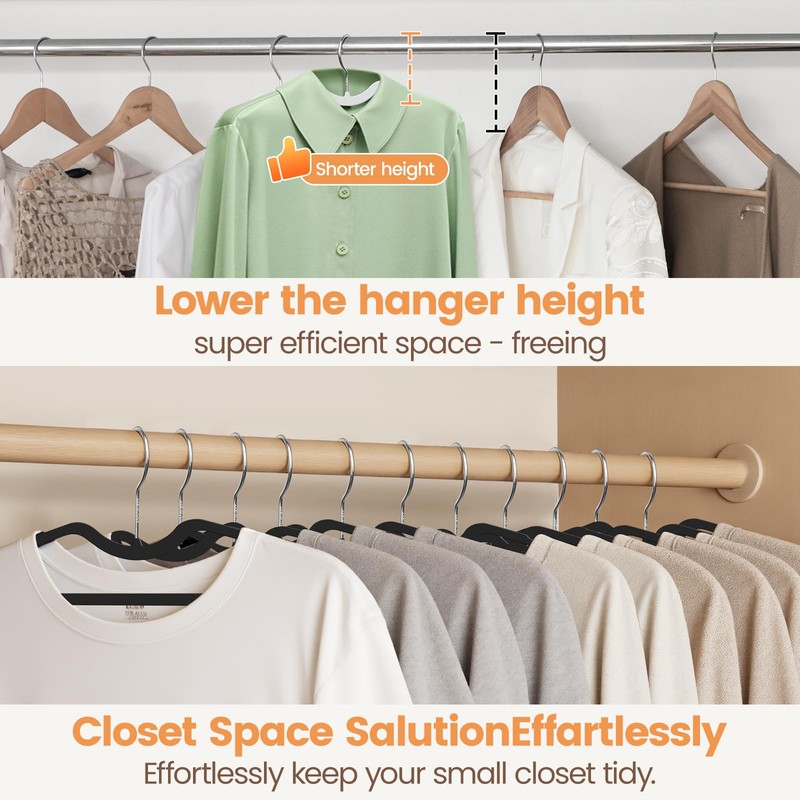 Plastic Hangers 20 Pack Ultra-Thin Space-Saving ABS 360° Swivel Hook