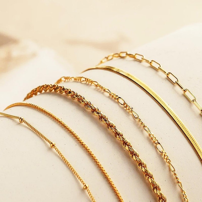 Sinalty Gold Bracelets Pack Cuban Link Chain Bracelet Dainty Jewelry