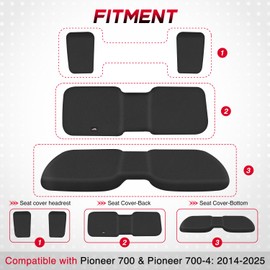 Frokom UTV Seat Covers Fit for Pioneer 700/700-4 2014 2015 2016 2017 2018 2019 2020 2021 2022 2023 2024 2025, 1680D Durable Fabric-Black