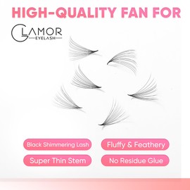 GLAMOREYELASH 500 Promade Fans Loose Paper Box, Natural Eyelash Extension Handmade Lashes Extension Mink Lashes 5-10D, 0.05/0.07mm, C D Curl, 8-16mm Length for Fluffy Eyelash Cluster | 8 - 16mm Length for Fluffy Eyelash Cluster(8D-0.05-C,9mm)