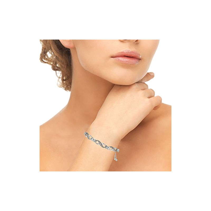 B. BRILLIANT Sterling Silver Cubic Zirconia Figure 8 Infinity Bolo