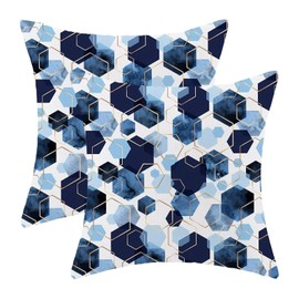 AEIOAE Navy Blue Abstract Pillow Covers 18 X 18 Inch Set of 2, Modern Art Blue Geometric Throw Pillow Covers Boho Outdoor Decorative Pillows for Couch Home Sofa Living Room