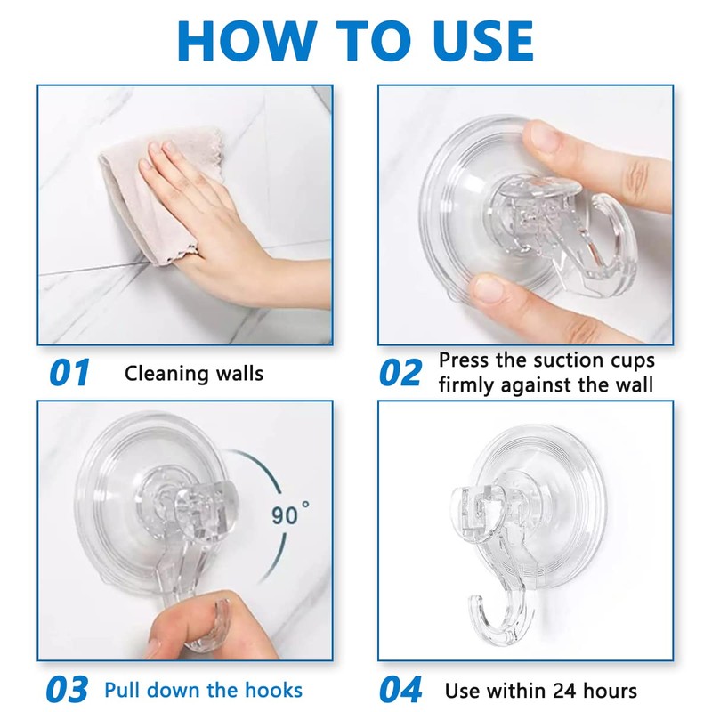 FIBOUND 6 Packs Suction Cup Hooks, Wall Suction Cups, Christmas