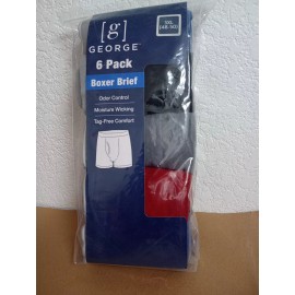 George 6-Pack GEORGE Men’s 3XL Boxer Briefs Underwear Tag-Free Wicking Odor Control