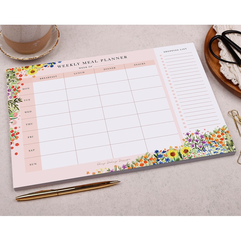 Making Meadows | Pink Floral Weekly Meal Planner Pad |