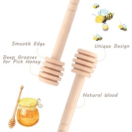 50Pcs/Set Household Wooden Portable Mini Jam Honey Dipper Jar Dispensing Collecting Stirring Rod Stick Mino Dispense Drizzle Honey (10CM)