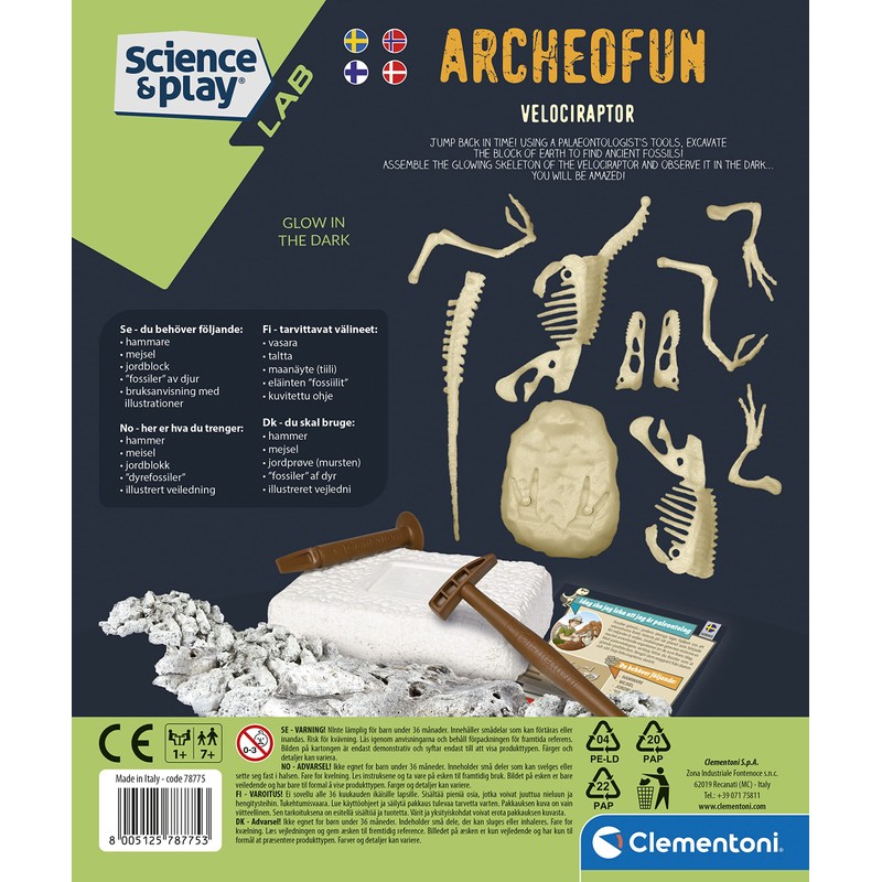 Clementoni Science & Play 78775 Velociraptor Excavation Series, 6+ Years