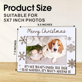 5"X7" Photo Wooden Frame - Merry Christmas - Winter Holiday Theme Wood Picture Frame, Rustic Wood Frame Gifts For Families, Farmhouse Home & Office Tabletop Display (Horizontal)- A09