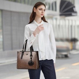 DEEVORCA Classic Women Handbags Fashion Lightweight Top Handle Bag with Large Capacity Pockets PU Leather Satchel Bags for Ladies Date Shopping Daily Travel Casual Work Tote Bag Brown