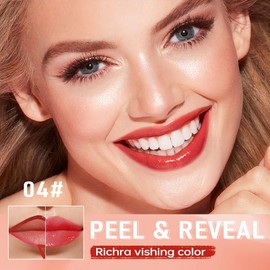 Vibrant Red Coral Peel Off Lip Gloss Tattoo and Lip Oil, Lip Stain Peel Off Masque - Peel Off Lip Tint ,Long Lasting Waterproof Transfer-proof Lip Mask Lip Gloss Peel Off Lip Liner,Stay Lip Makeup 04#