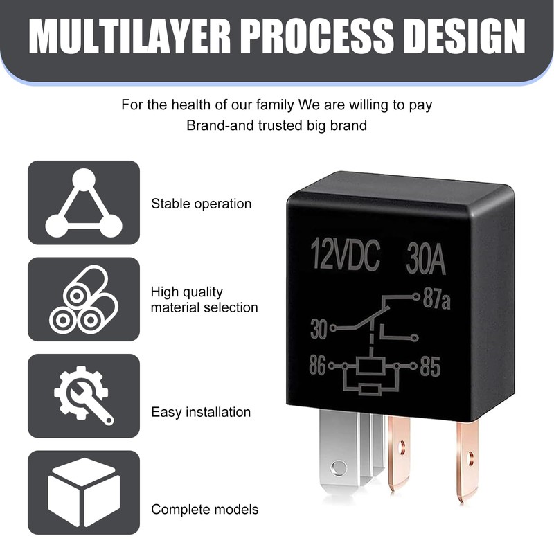 MLY Automotive 12V Relay, 30A 5-Pin Starter Relay, Waterproof Multi-Purpose