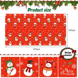 Tablecloth Christmas, Christmas Tablecloth Rectangular Plastic Christmas Table Runner Tablecloths 137 x 274 cm, Large Christmas Tablecloth PVC Christmas Tablecloths for Christmas