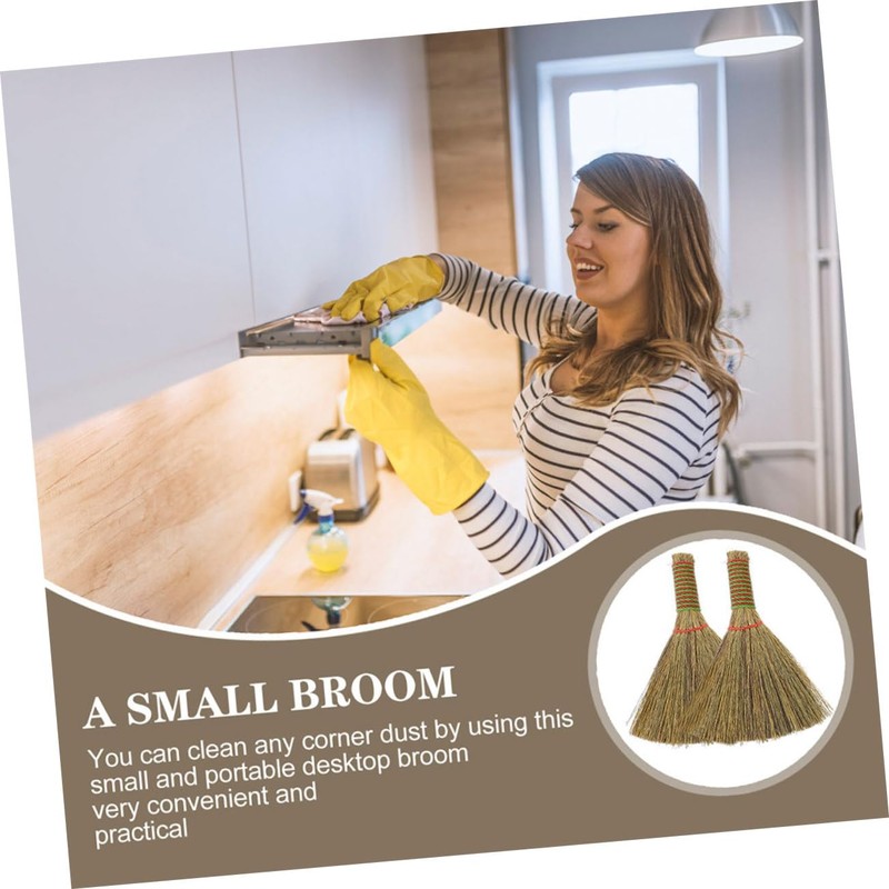 ULTECHNOVO 3pcs Small Desktop Broom Manual Short Handle Whisk Brush