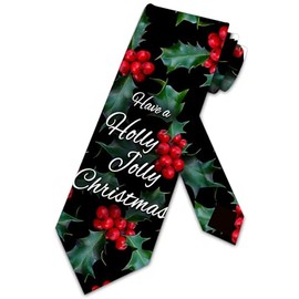 Three Rooker Holiday Christmas Ties Mens Holly Necktie Christmas Tie for Men Festive Neckties
